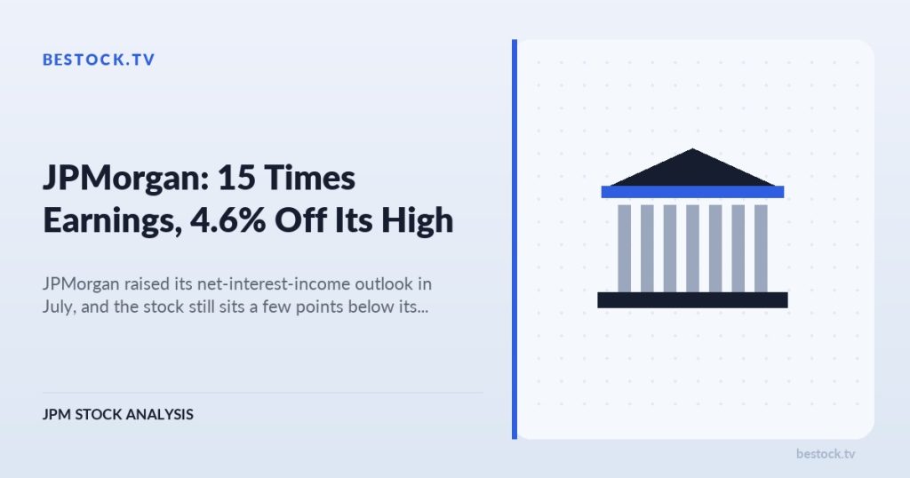 JPMorgan (JPM): 15 Times Earnings, 4.6% Off Its High